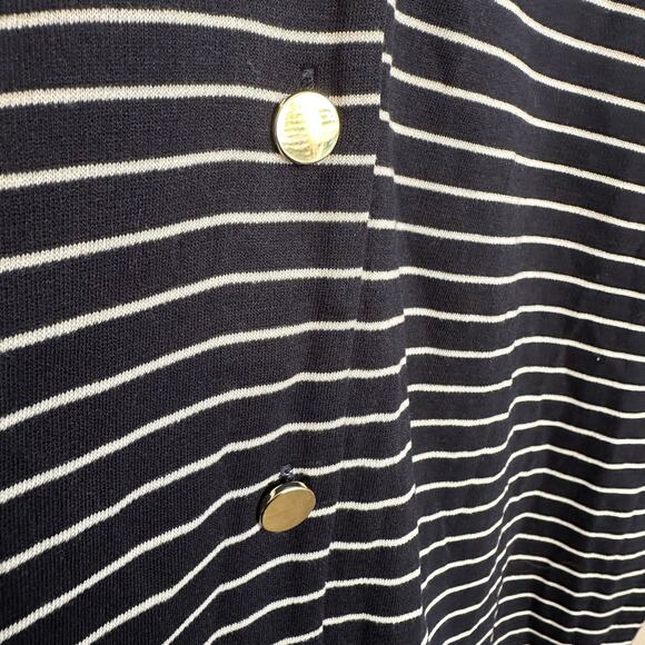 Ann Taylor Striped Drop Shoulder Cardigan Blue White M - Picture 5 of 11